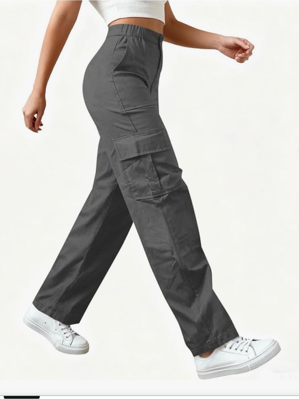 High-Rise Black Wide-Leg Cargo Pants - Picture 3 of 10
